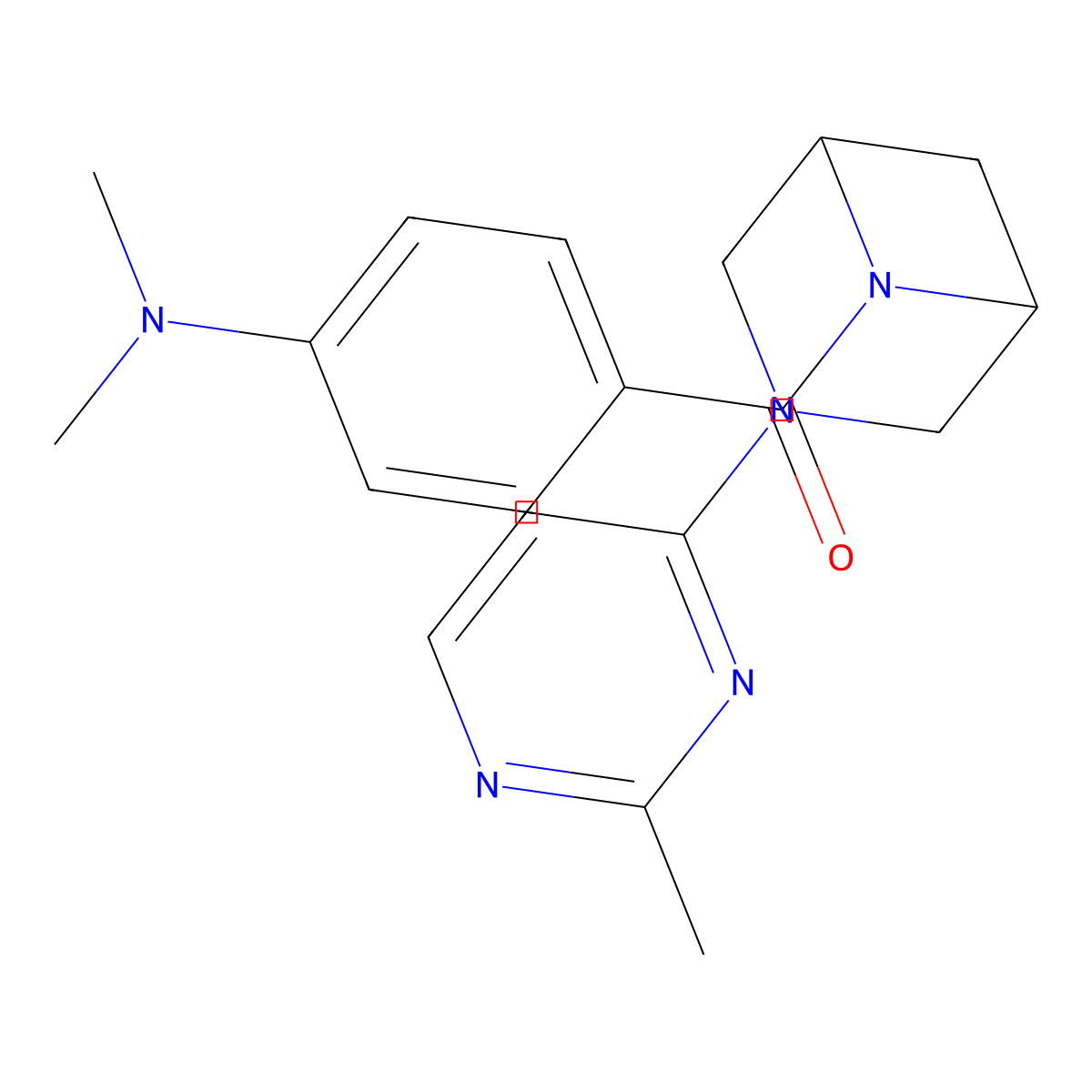 N,N-dimethyl-4-[3-(2-methylpyrimidin-4-yl)-3,6-diazabicyclo[3.1.1]heptane-6-carbonyl]aniline molecular structure, CAS 3054576-28-9