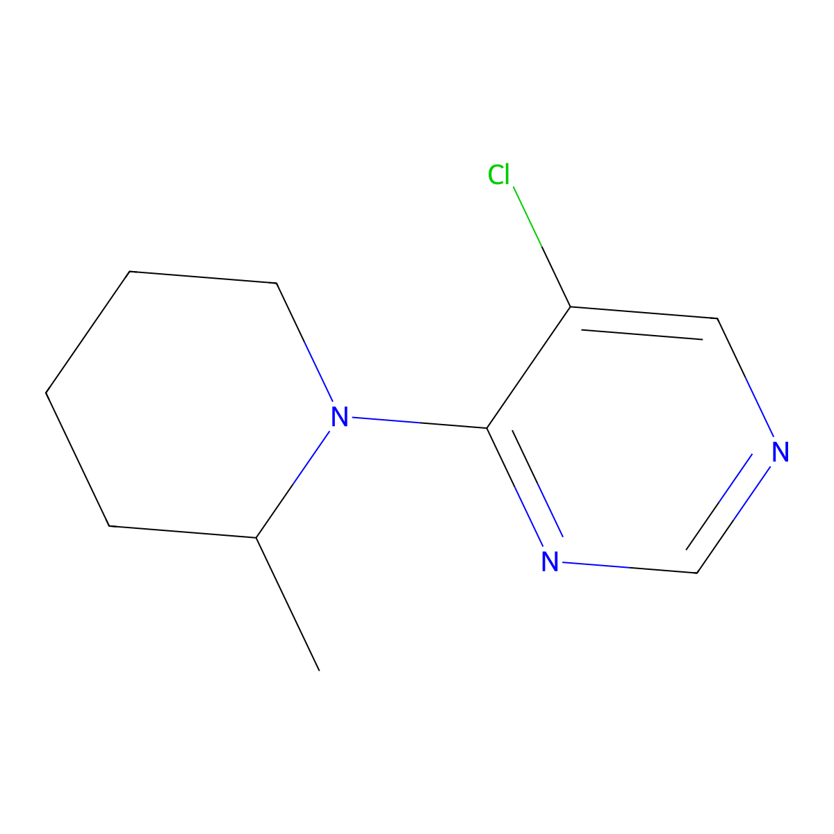 5-Chloro-4-(2-methylpiperidin-1-yl)pyrimidine molecular structure, CAS 3054576-29-0