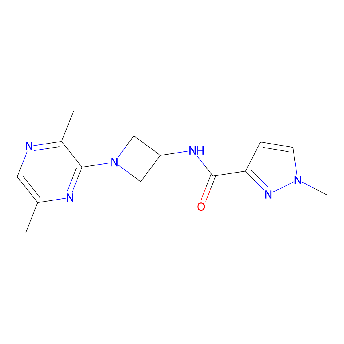 N-[1-(3,6-dimethylpyrazin-2-yl)azetidin-3-yl]-1-methyl-1H-pyrazole-3-carboxamide molecular structure, CAS 3054576-30-3