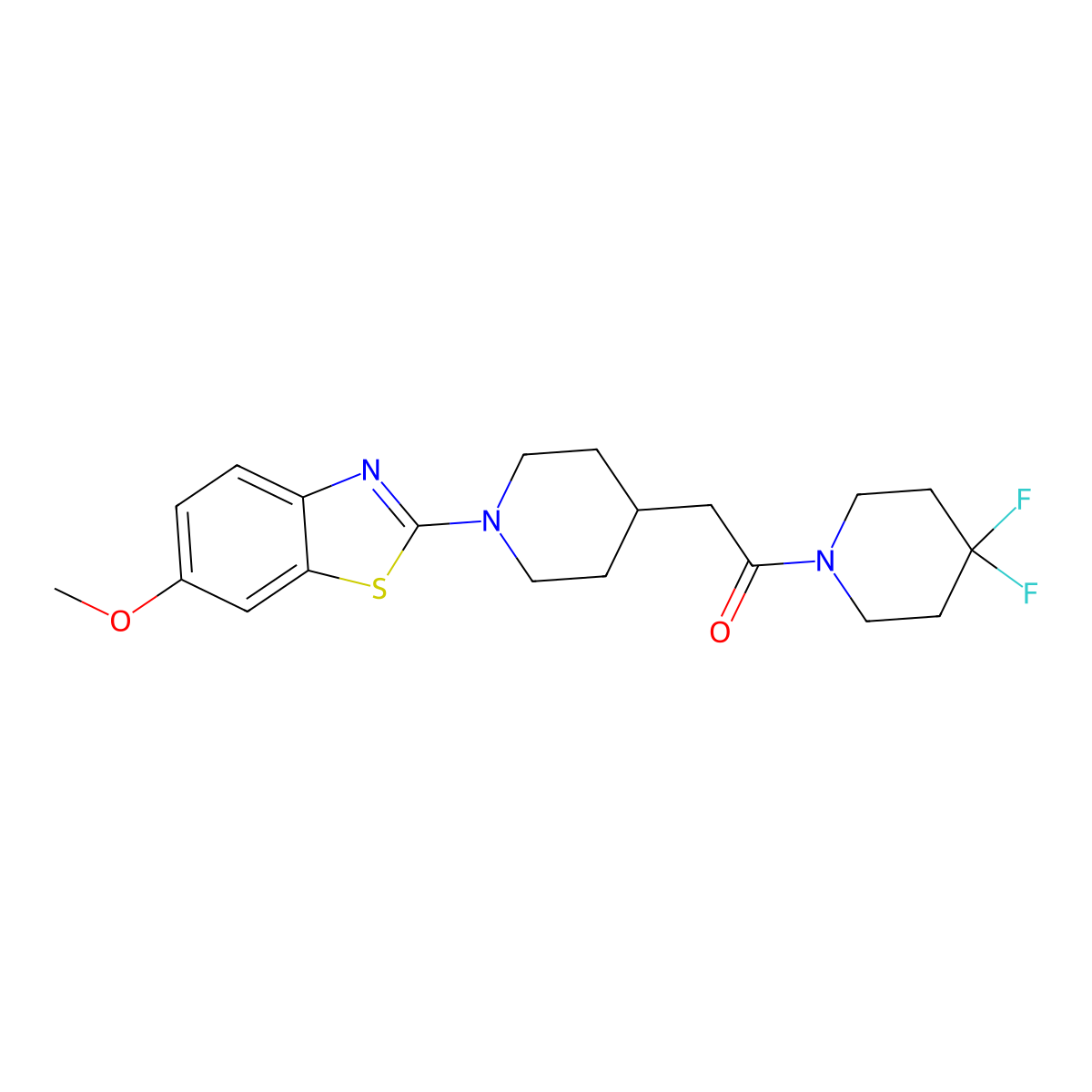 1-(4,4-Difluoropiperidin-1-yl)-2-[1-(6-methoxy-1,3-benzothiazol-2-yl)piperidin-4-yl]ethan-1-one molecular structure, CAS 3054576-34-7