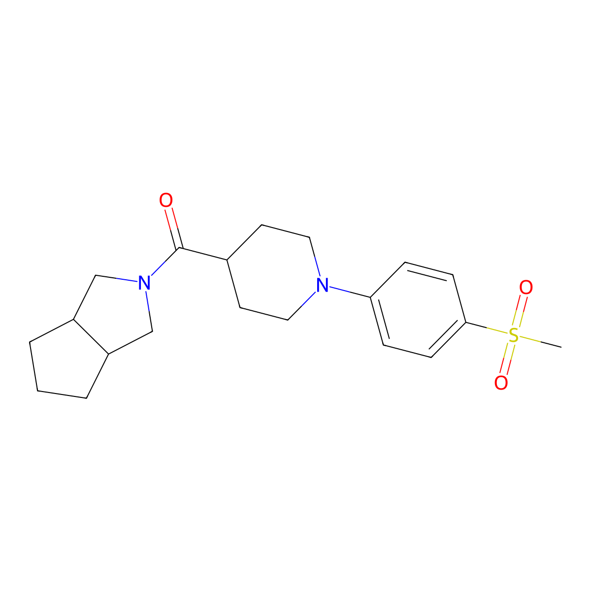 1-(4-Methanesulfonylphenyl)-4-{octahydrocyclopenta[c]pyrrole-2-carbonyl}piperidine molecular structure, CAS 3054576-40-5