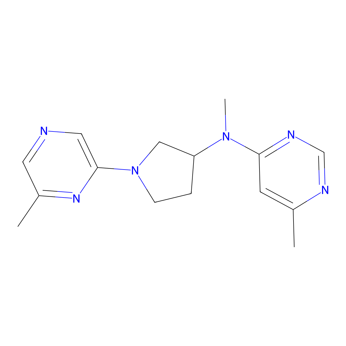 N,6-dimethyl-N-[1-(6-methylpyrazin-2-yl)pyrrolidin-3-yl]pyrimidin-4-amine molecular structure, CAS 3054576-41-6