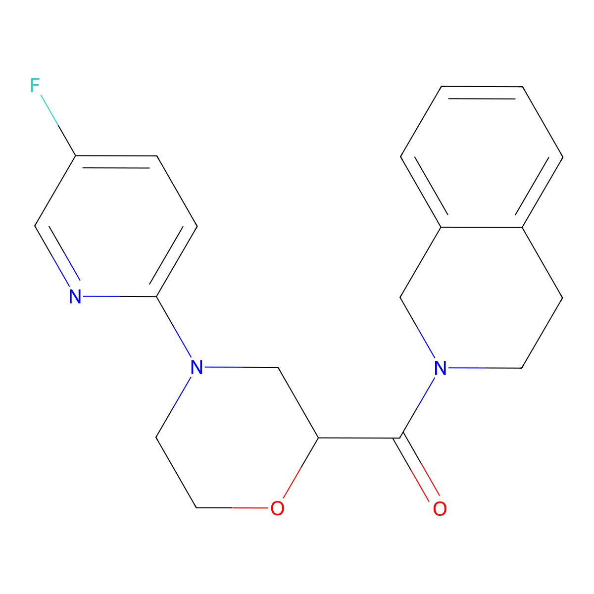 2-[4-(5-Fluoropyridin-2-yl)morpholine-2-carbonyl]-1,2,3,4-tetrahydroisoquinoline molecular structure, CAS 3054576-42-7