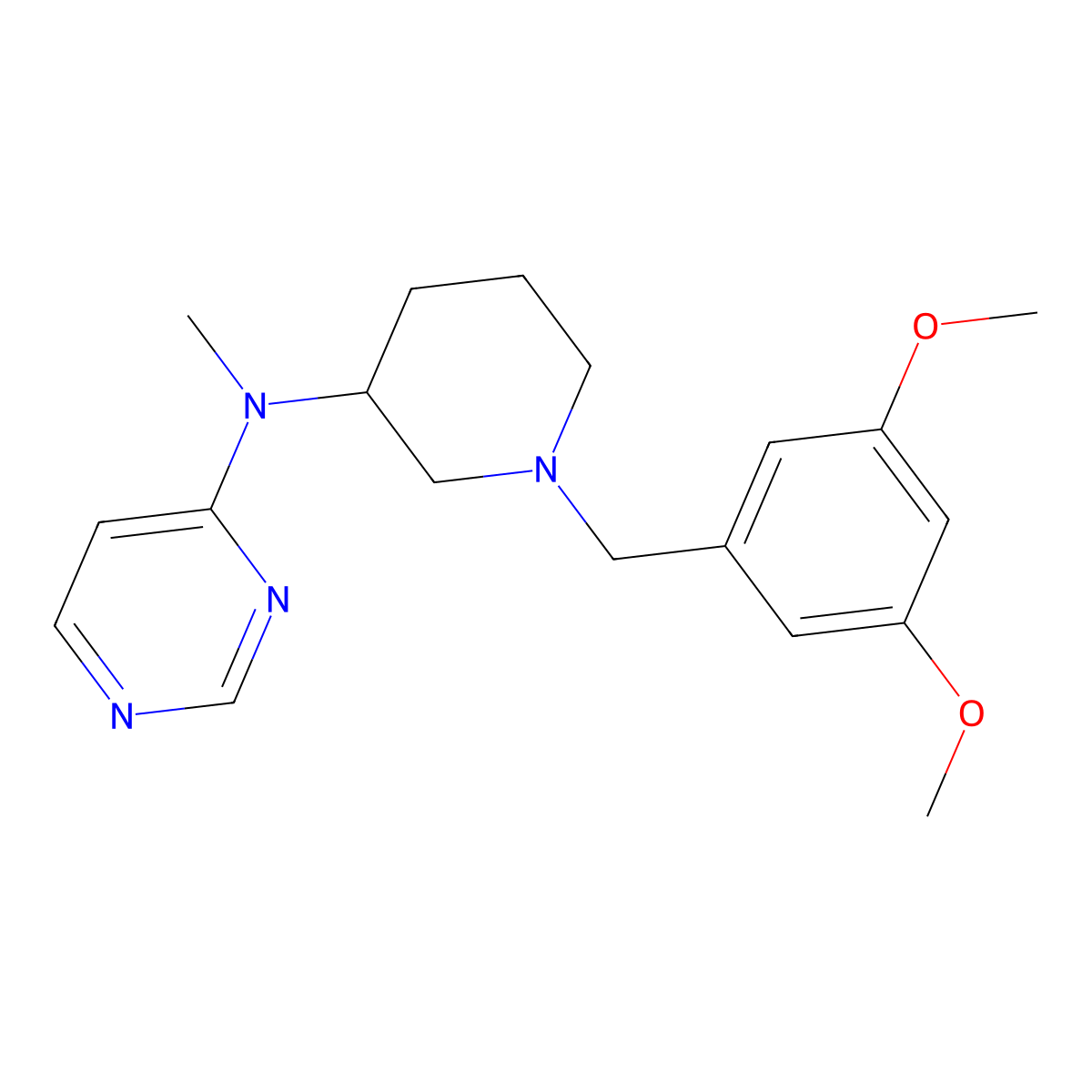 N-{1-[(3,5-dimethoxyphenyl)methyl]piperidin-3-yl}-N-methylpyrimidin-4-amine molecular structure, CAS 3054576-45-0