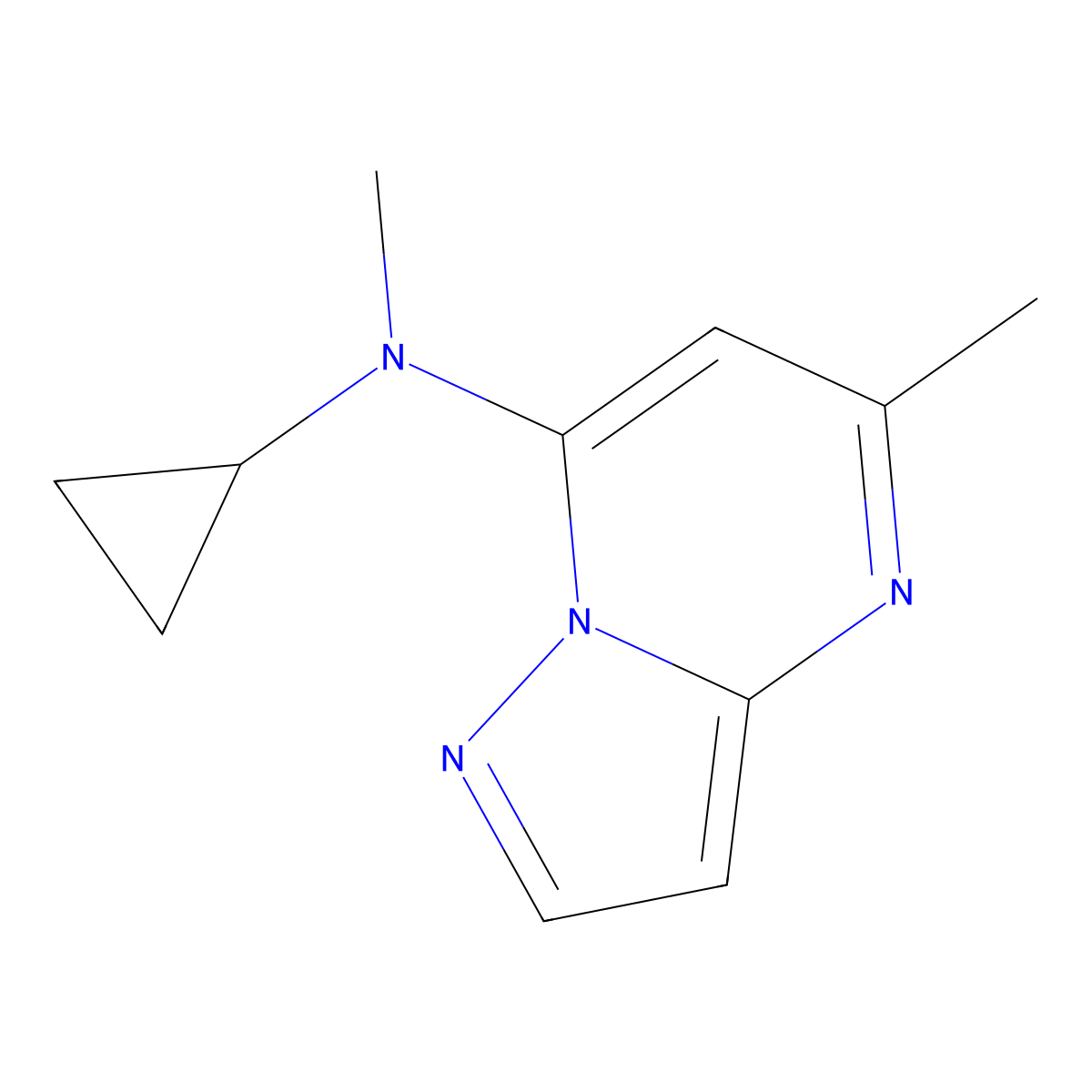 N-cyclopropyl-N,5-dimethylpyrazolo[1,5-a]pyrimidin-7-amine molecular structure, CAS 3054576-48-3