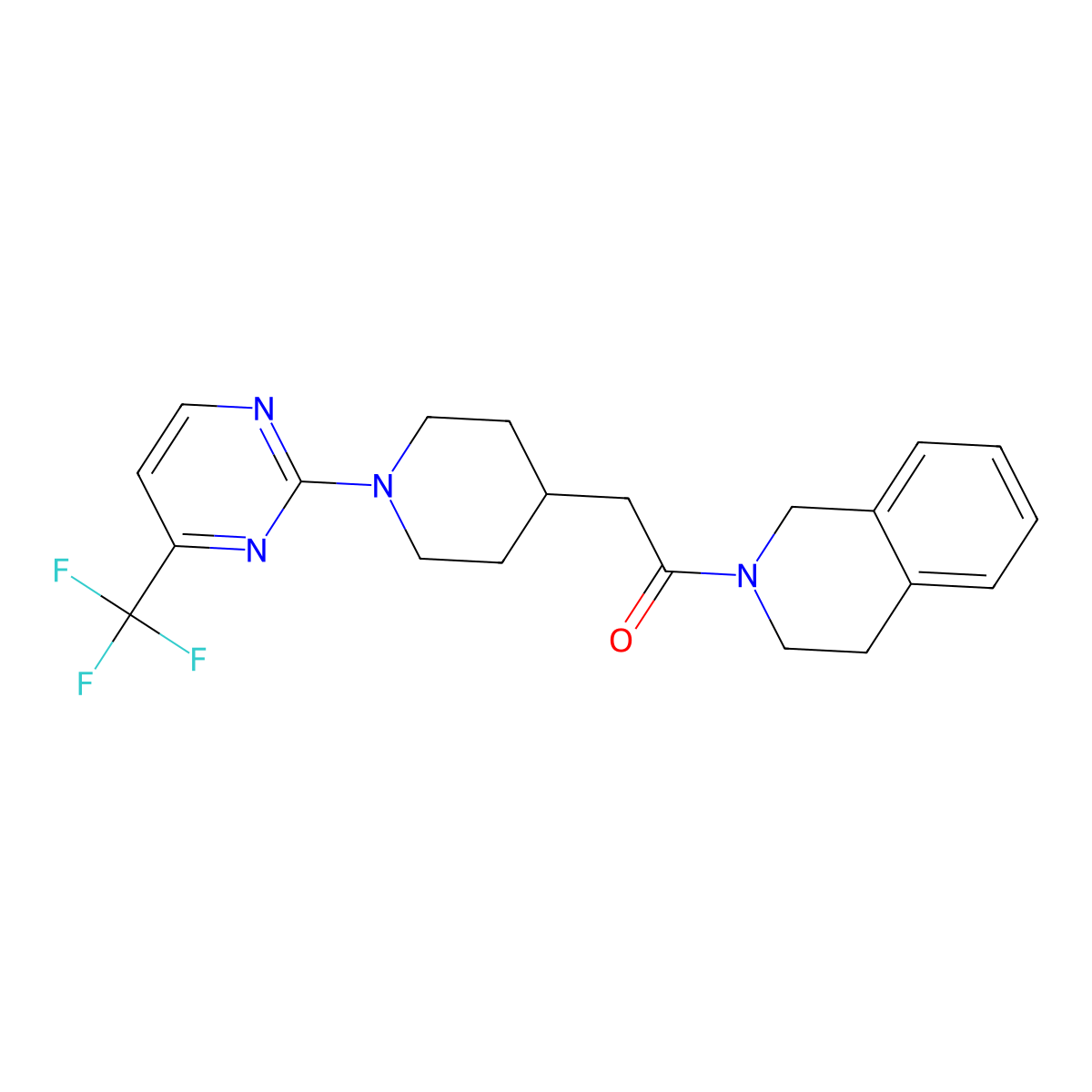 1-(1,2,3,4-Tetrahydroisoquinolin-2-yl)-2-{1-[4-(trifluoromethyl)pyrimidin-2-yl]piperidin-4-yl}ethan-1-one molecular structure, CAS 3054576-52-9