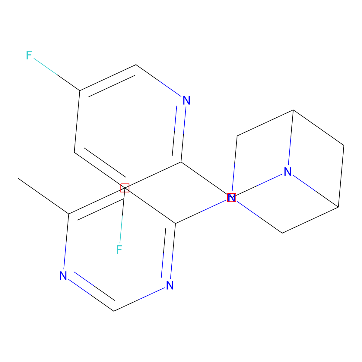 6-[(3,5-Difluoropyridin-2-yl)methyl]-3-(6-methylpyrimidin-4-yl)-3,6-diazabicyclo[3.1.1]heptane molecular structure, CAS 3054576-55-2