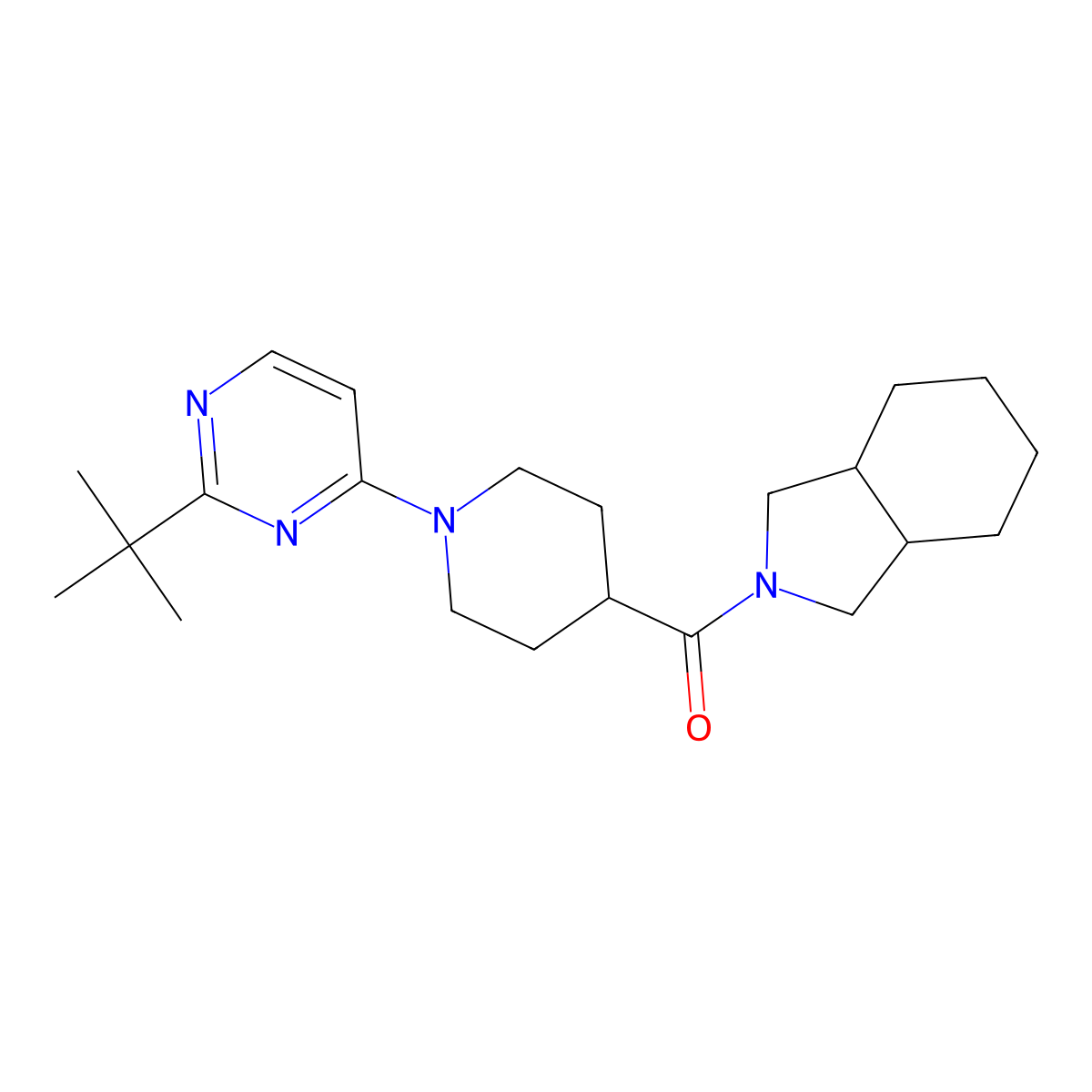 2-[1-(2-tert-butylpyrimidin-4-yl)piperidine-4-carbonyl]-octahydro-1H-isoindole molecular structure, CAS 3054576-62-1