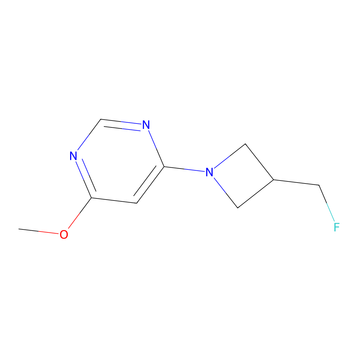 4-[3-(Fluoromethyl)azetidin-1-yl]-6-methoxypyrimidine molecular structure, CAS 3054576-64-3