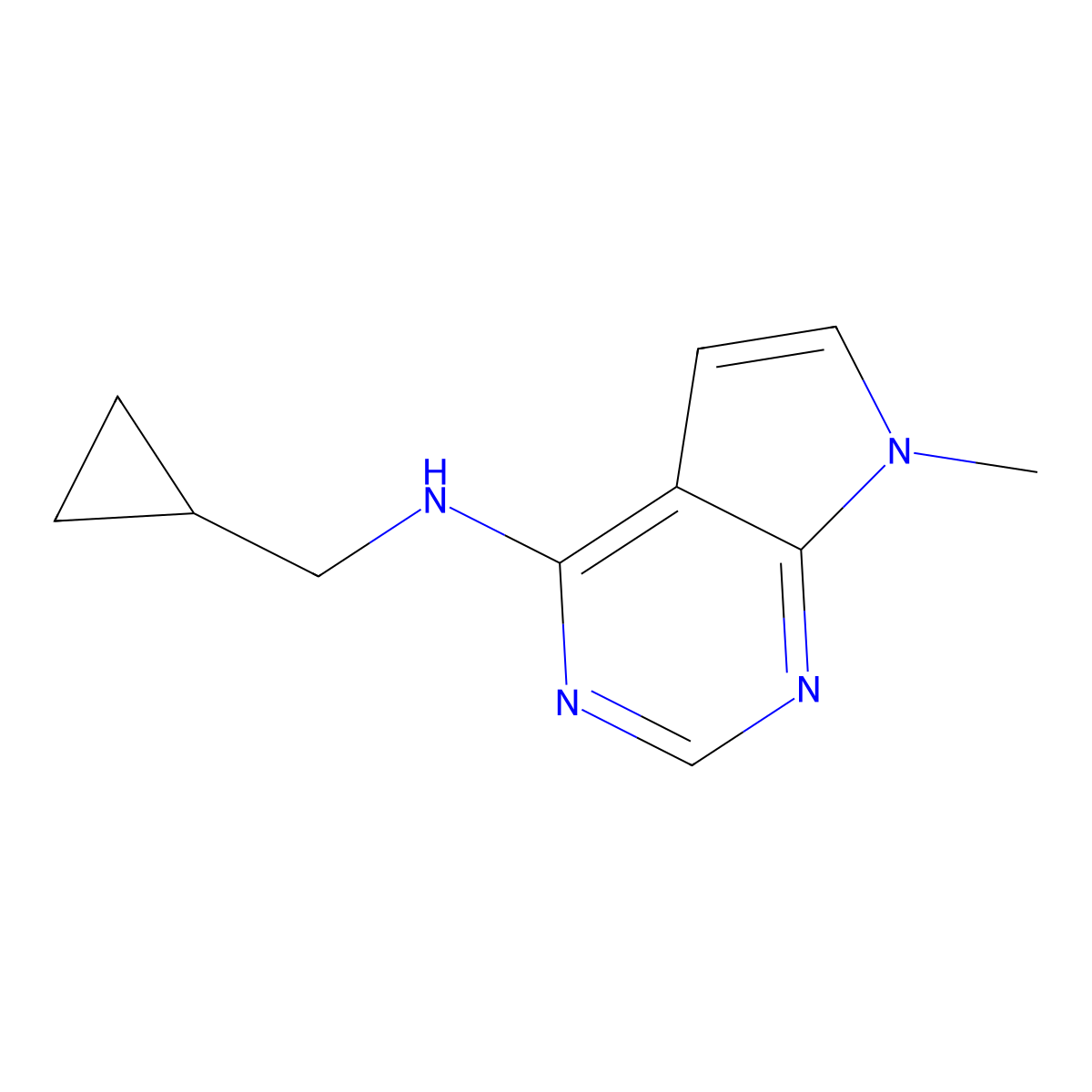 N-(cyclopropylmethyl)-7-methyl-7H-pyrrolo[2,3-d]pyrimidin-4-amine molecular structure, CAS 3054576-67-6