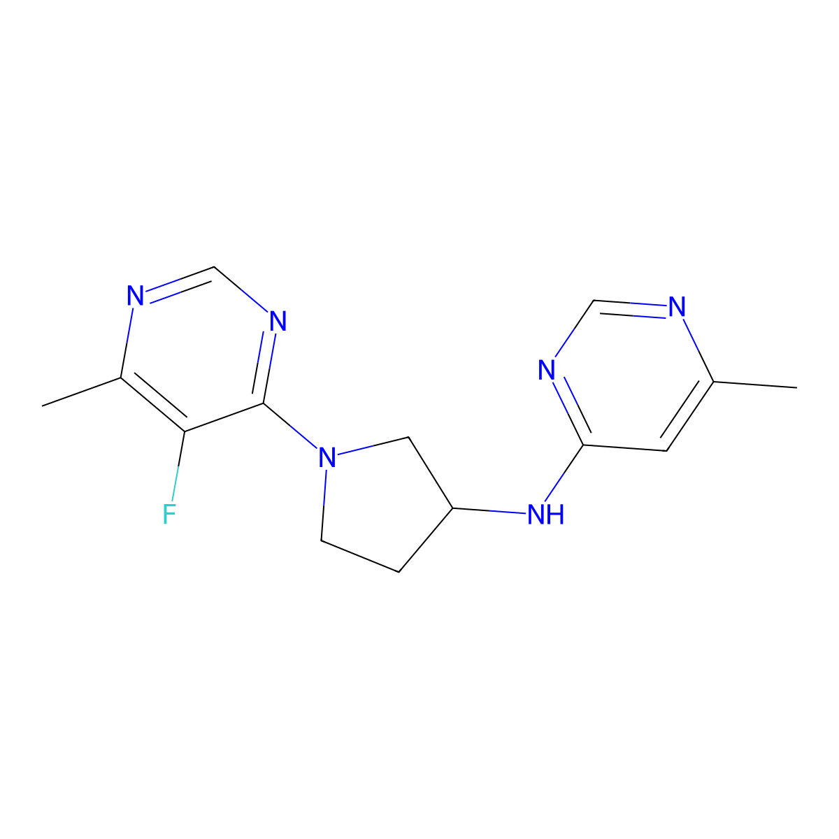 N-[1-(5-fluoro-6-methylpyrimidin-4-yl)pyrrolidin-3-yl]-6-methylpyrimidin-4-amine molecular structure, CAS 3054576-69-8