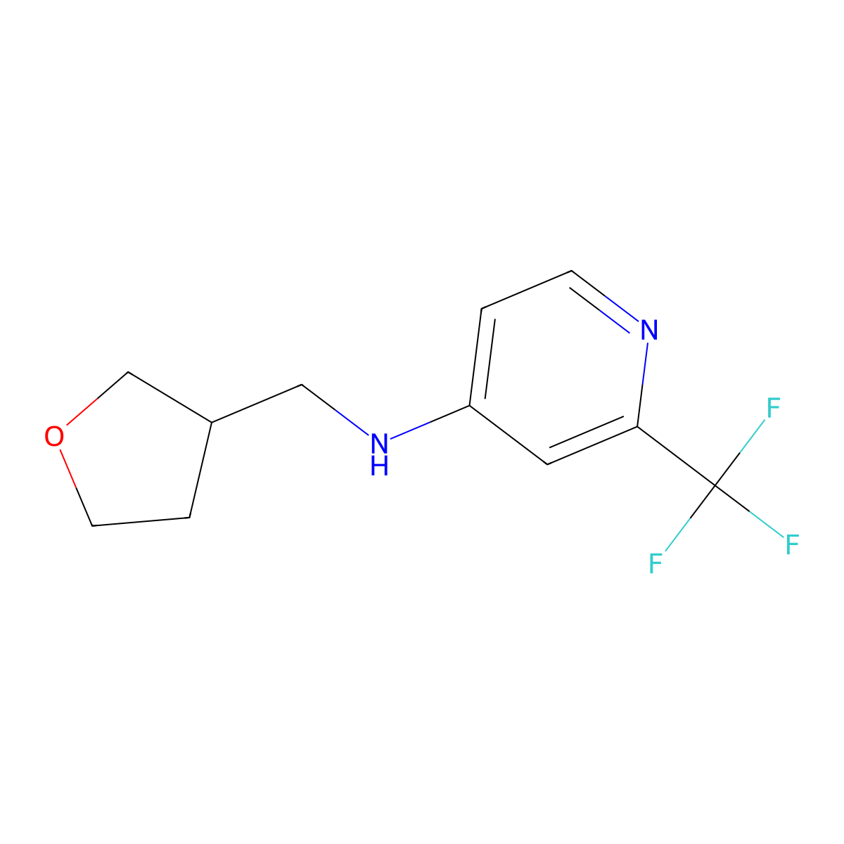 N-[(oxolan-3-yl)methyl]-2-(trifluoromethyl)pyridin-4-amine molecular structure, CAS 3054576-71-2