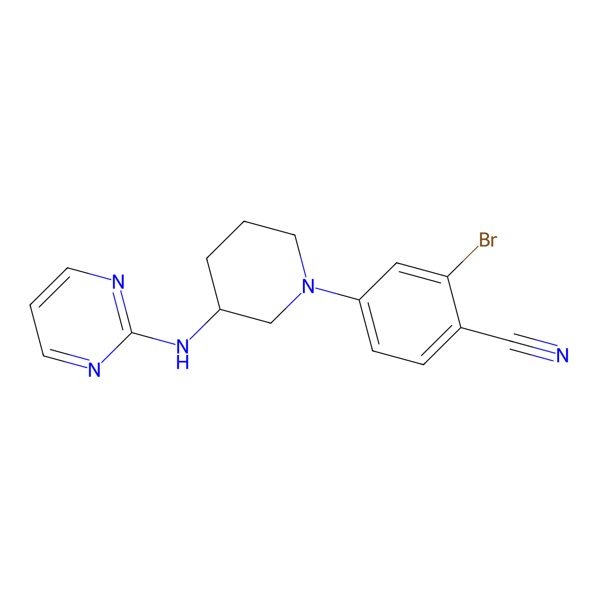 2-Bromo-4-{3-[(pyrimidin-2-yl)amino]piperidin-1-yl}benzonitrile molecular structure, CAS 3054576-73-4