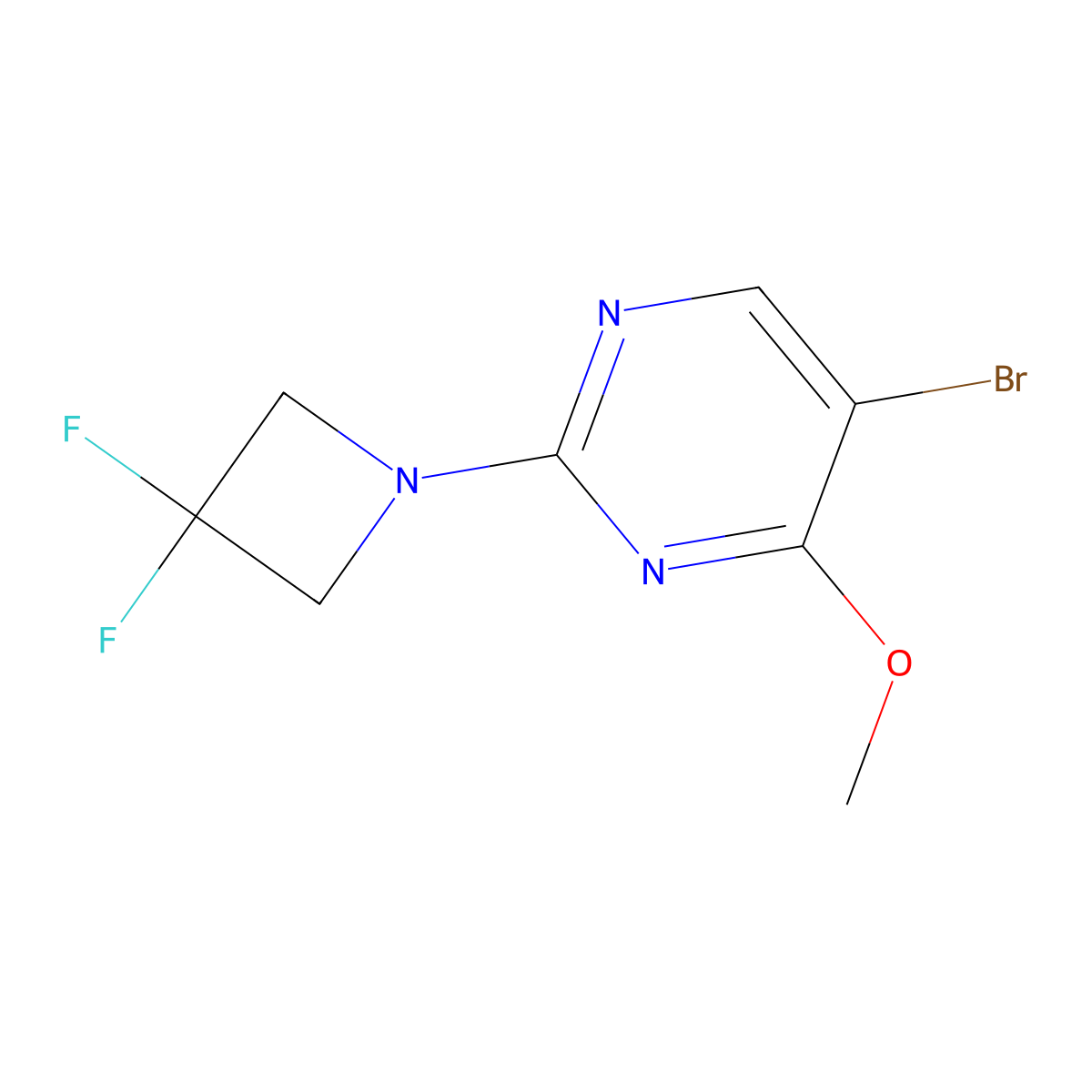 5-Bromo-2-(3,3-difluoroazetidin-1-yl)-4-methoxypyrimidine molecular structure, CAS 3054576-81-4