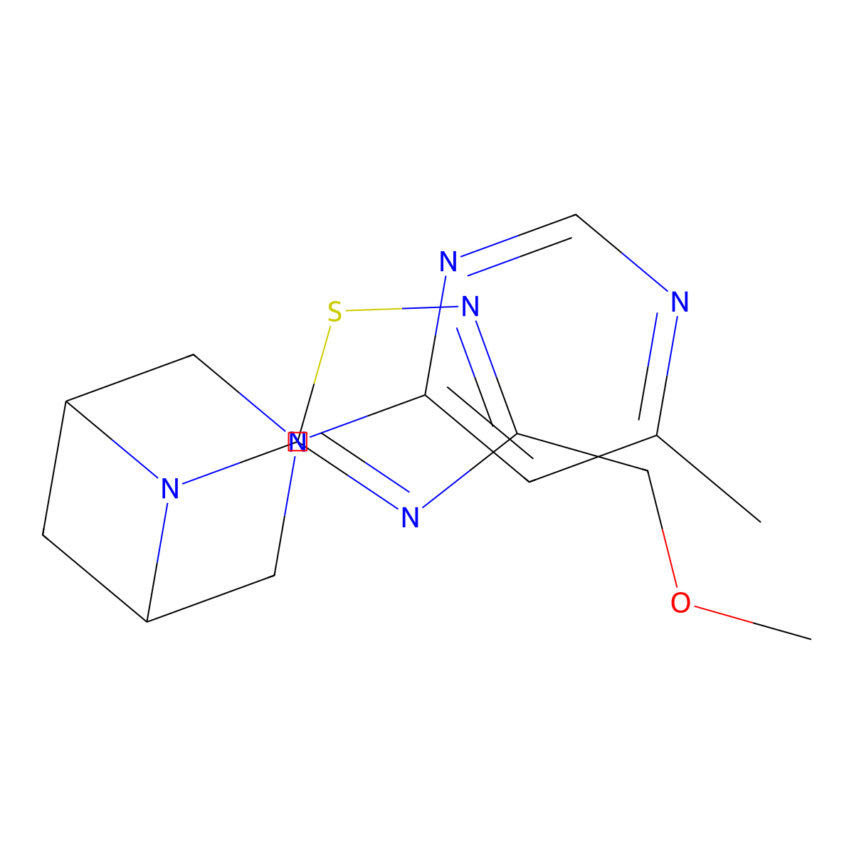 6-[3-(Methoxymethyl)-1,2,4-thiadiazol-5-yl]-3-(6-methylpyrimidin-4-yl)-3,6-diazabicyclo[3.1.1]heptane molecular structure, CAS 3054576-82-5