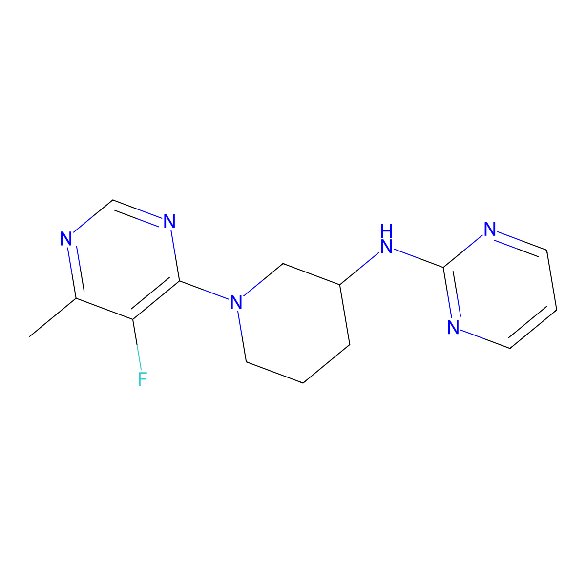 N-[1-(5-fluoro-6-methylpyrimidin-4-yl)piperidin-3-yl]pyrimidin-2-amine molecular structure, CAS 3054576-86-9