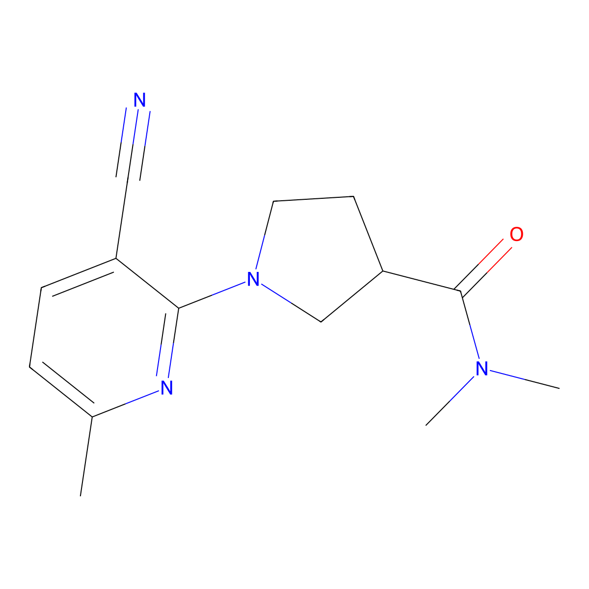 1-(3-cyano-6-methylpyridin-2-yl)-N,N-dimethylpyrrolidine-3-carboxamide molecular structure, CAS 3054576-87-0