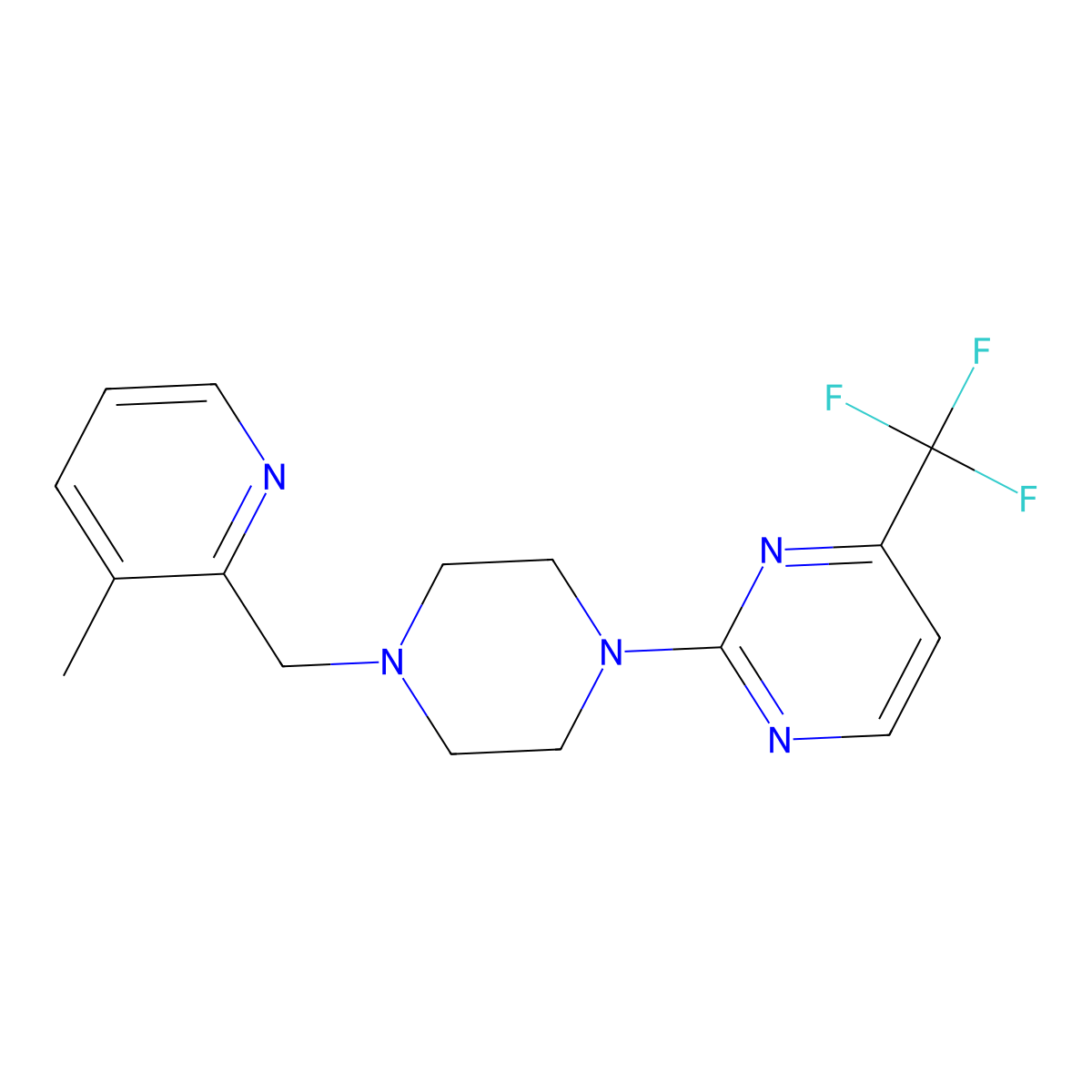 2-{4-[(3-Methylpyridin-2-yl)methyl]piperazin-1-yl}-4-(trifluoromethyl)pyrimidine molecular structure, CAS 3054576-90-5