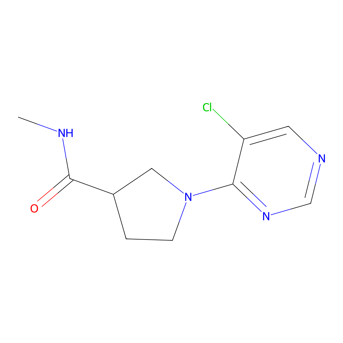 1-(5-chloropyrimidin-4-yl)-N-methylpyrrolidine-3-carboxamide molecular structure, CAS 3054576-92-7