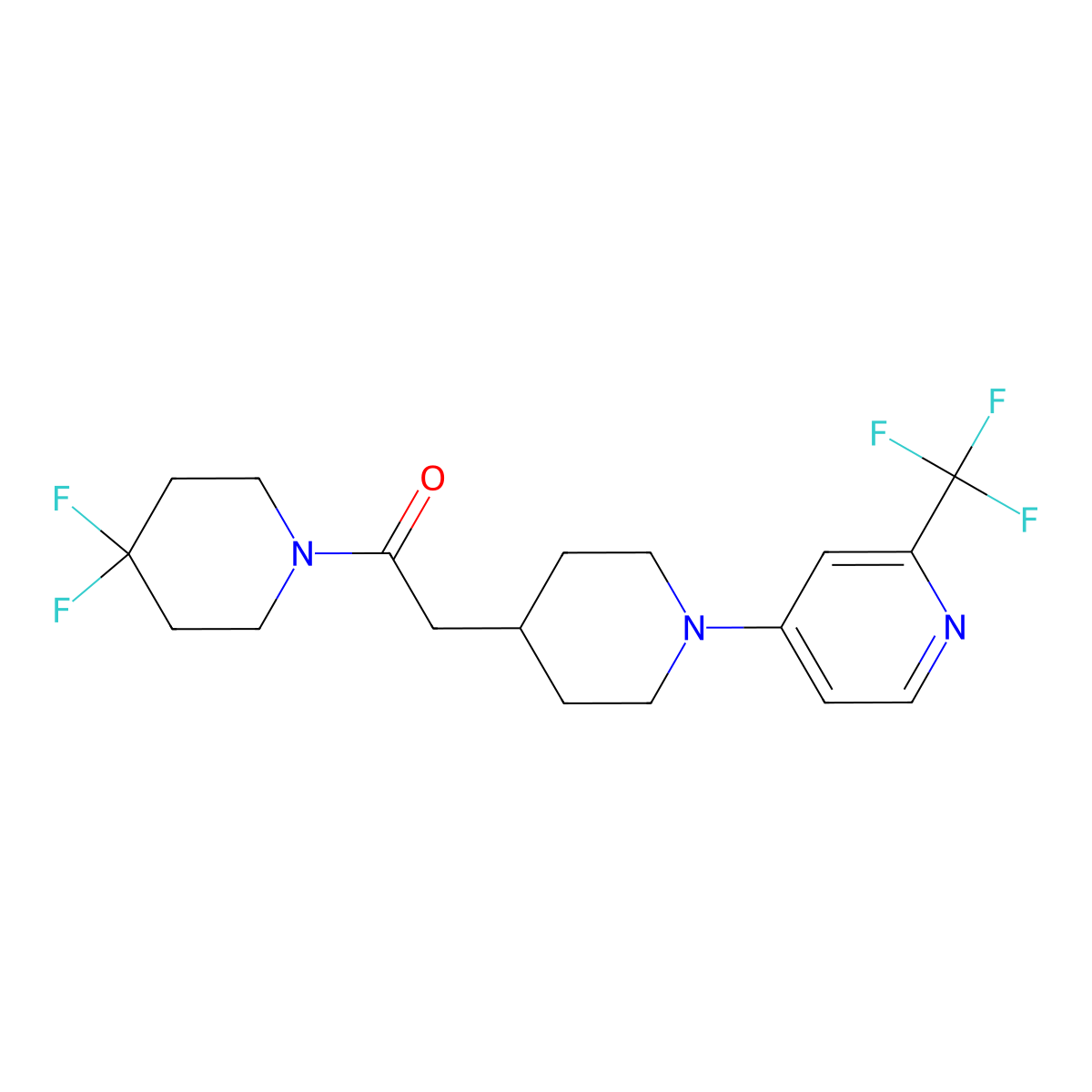 1-(4,4-Difluoropiperidin-1-yl)-2-{1-[2-(trifluoromethyl)pyridin-4-yl]piperidin-4-yl}ethan-1-one molecular structure, CAS 3054576-93-8
