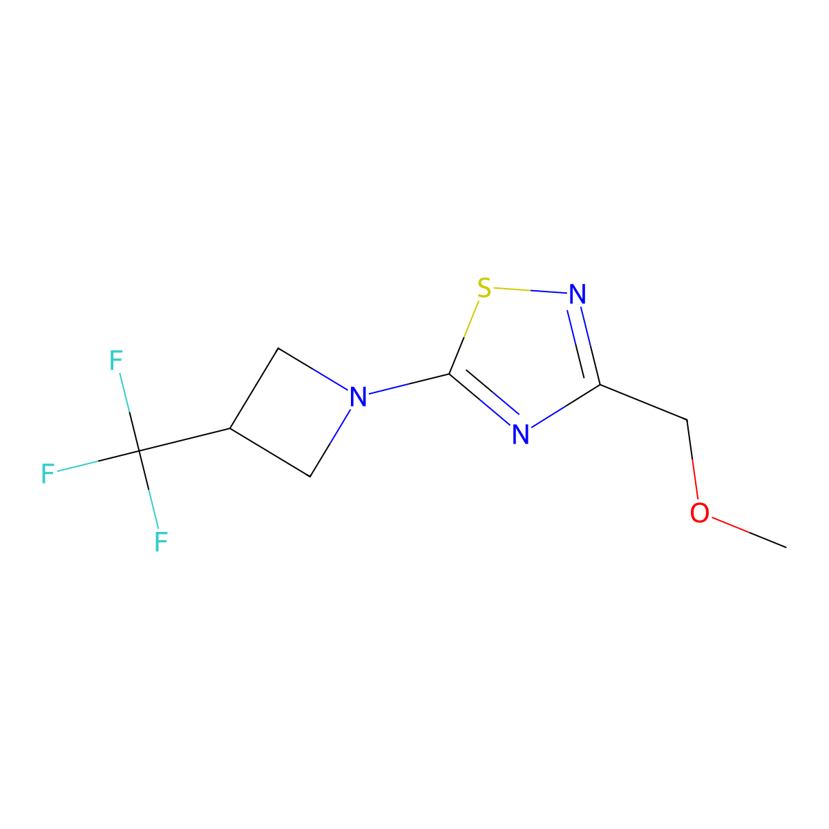 3-(Methoxymethyl)-5-[3-(trifluoromethyl)azetidin-1-yl]-1,2,4-thiadiazole molecular structure, CAS 3054576-94-9