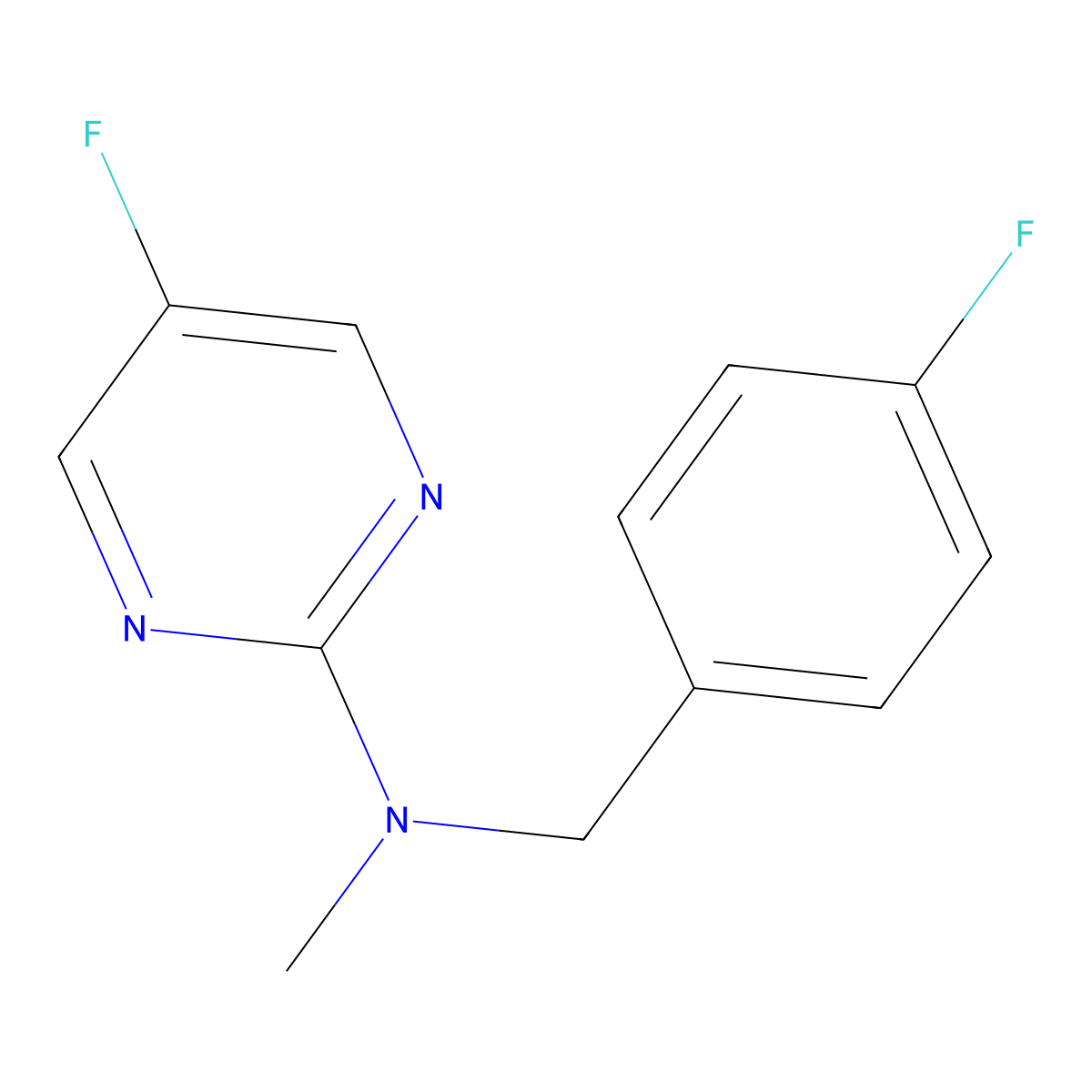 5-fluoro-N-[(4-fluorophenyl)methyl]-N-methylpyrimidin-2-amine molecular structure, CAS 3054576-96-1