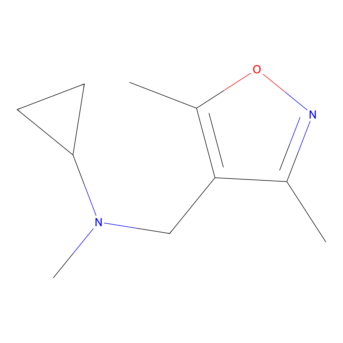 N-[(3,5-dimethyl-1,2-oxazol-4-yl)methyl]-N-methylcyclopropanamine molecular structure, CAS 3054576-99-4