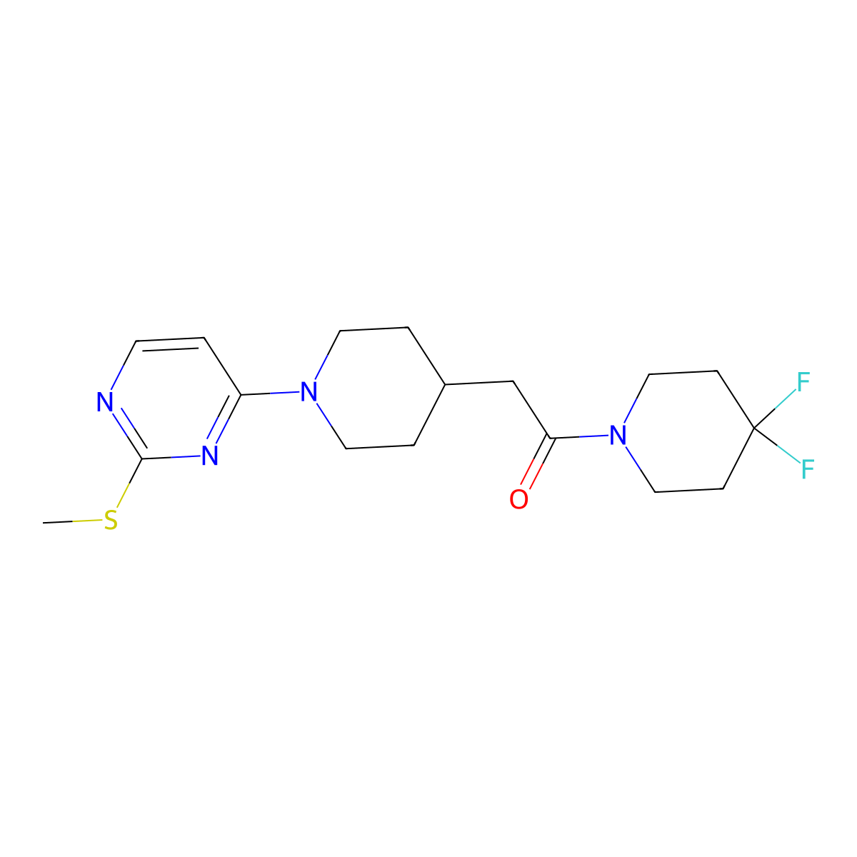 1-(4,4-Difluoropiperidin-1-yl)-2-{1-[2-(methylsulfanyl)pyrimidin-4-yl]piperidin-4-yl}ethan-1-one molecular structure, CAS 3054577-03-3