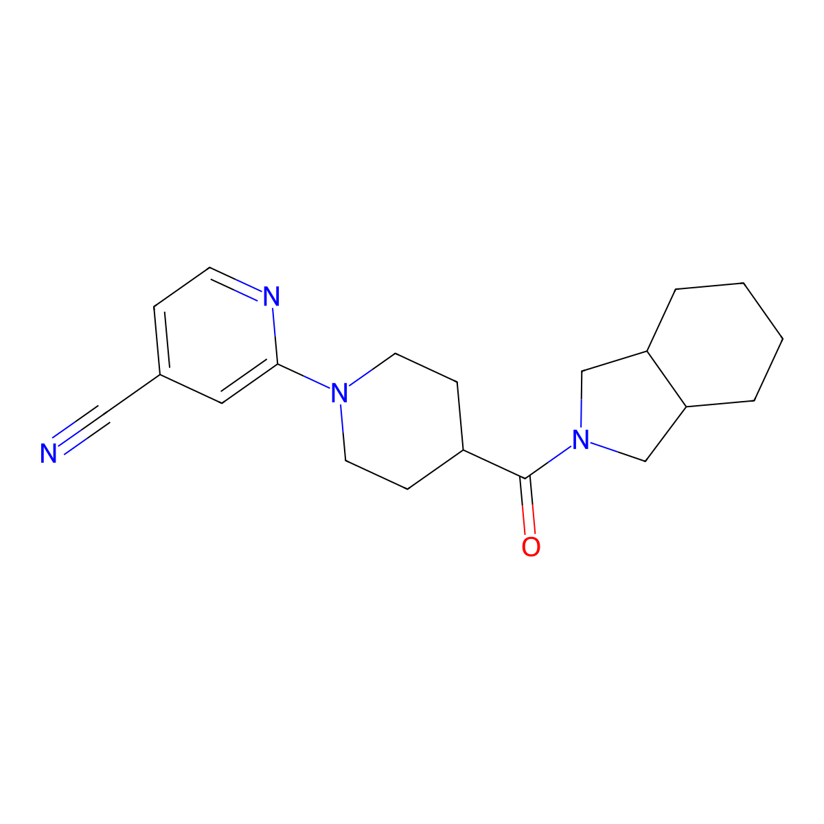 2-[4-(octahydro-1H-isoindole-2-carbonyl)piperidin-1-yl]pyridine-4-carbonitrile molecular structure, CAS 3054577-09-9