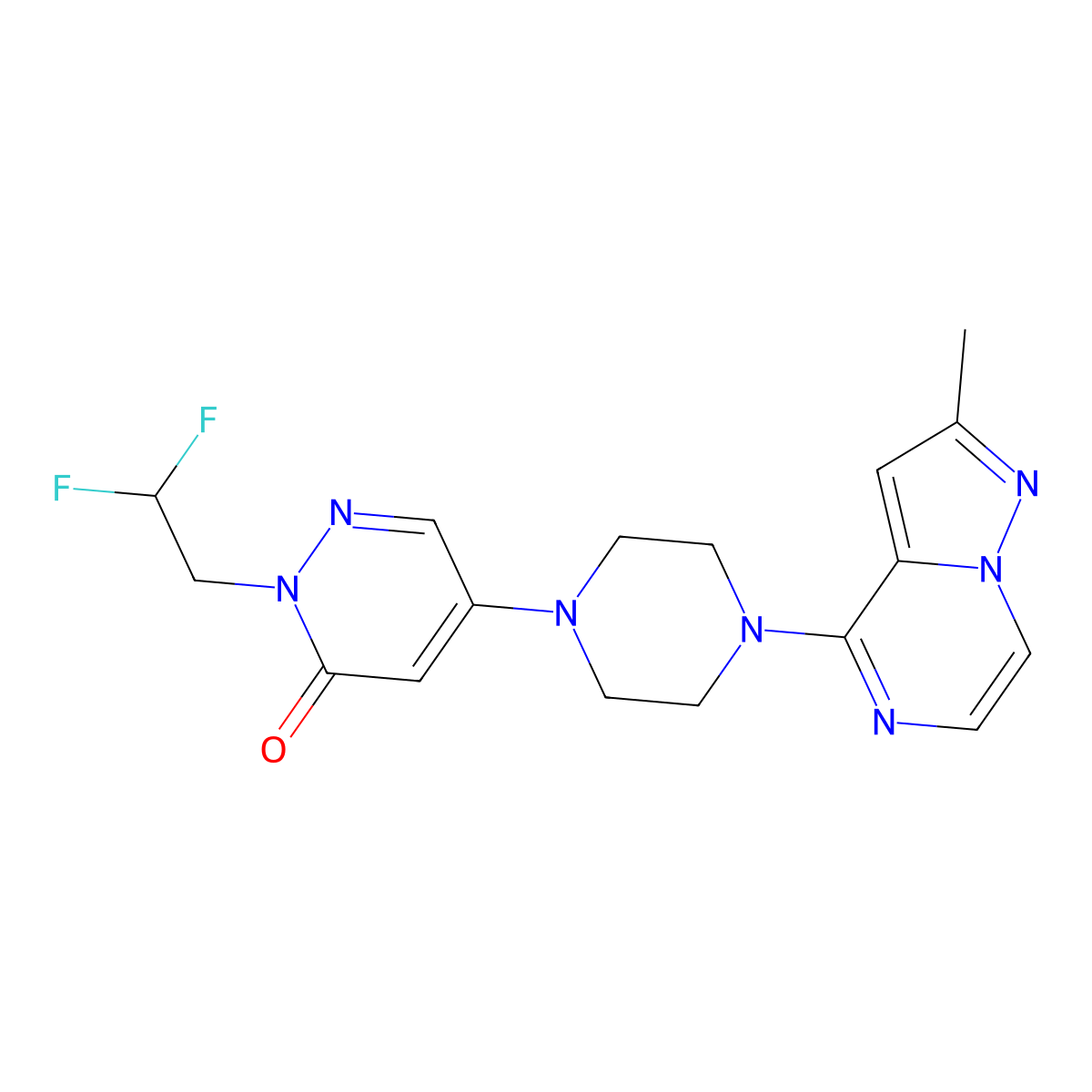 2-(2,2-Difluoroethyl)-5-(4-{2-methylpyrazolo[1,5-a]pyrazin-4-yl}piperazin-1-yl)-2,3-dihydropyridazin-3-one molecular structure, CAS 3054577-10-2