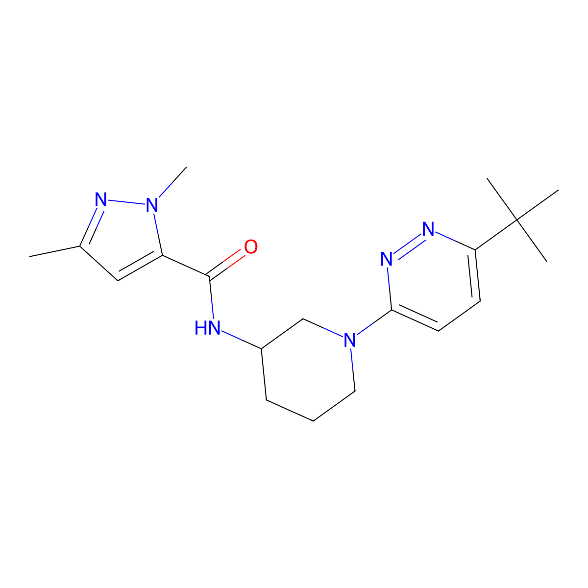 N-[1-(6-tert-butylpyridazin-3-yl)piperidin-3-yl]-1,3-dimethyl-1H-pyrazole-5-carboxamide molecular structure, CAS 3054577-13-5