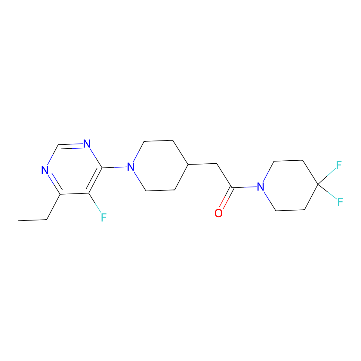 1-(4,4-Difluoropiperidin-1-yl)-2-[1-(6-ethyl-5-fluoropyrimidin-4-yl)piperidin-4-yl]ethan-1-one molecular structure, CAS 3054577-18-0