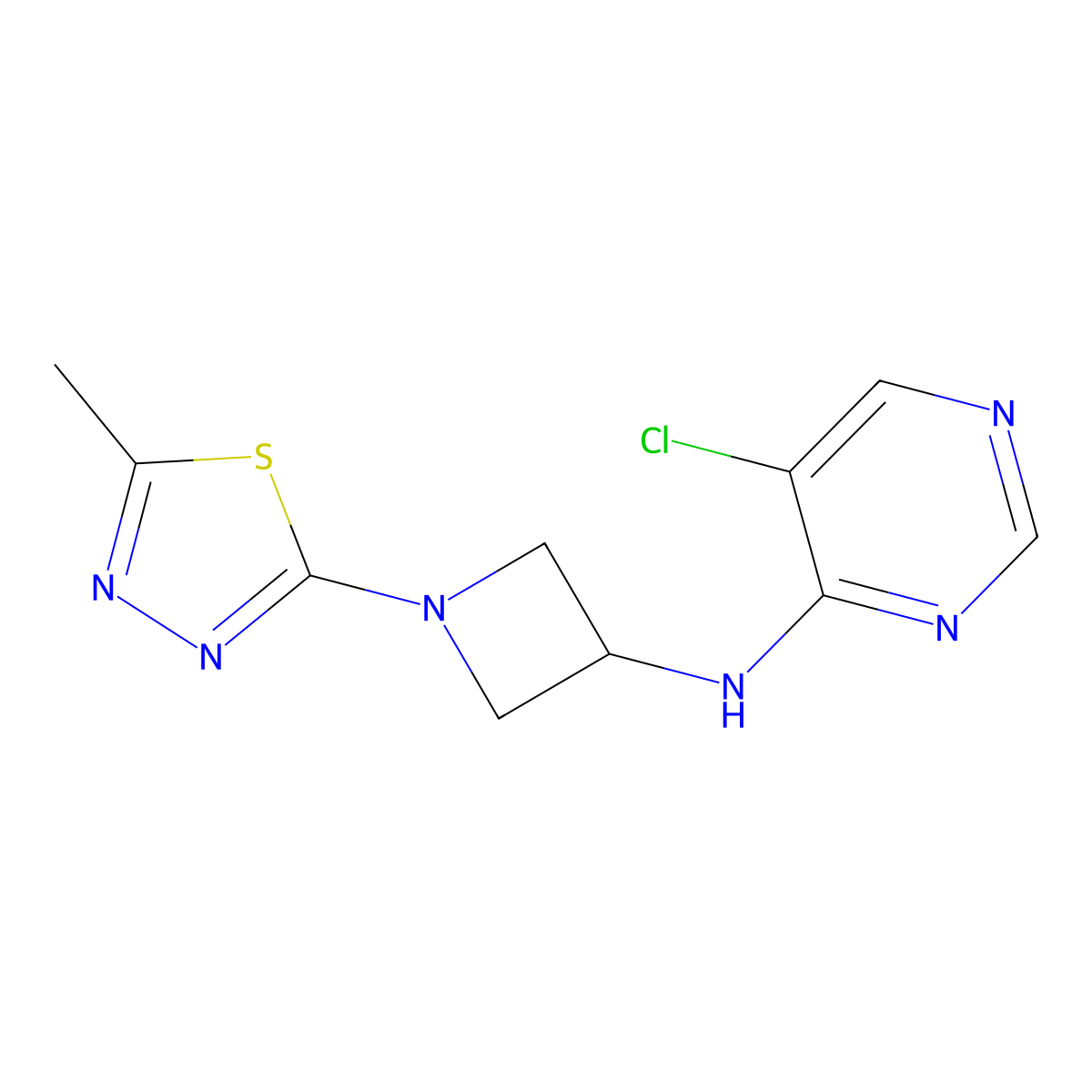 5-chloro-N-[1-(5-methyl-1,3,4-thiadiazol-2-yl)azetidin-3-yl]pyrimidin-4-amine molecular structure, CAS 3054577-24-8