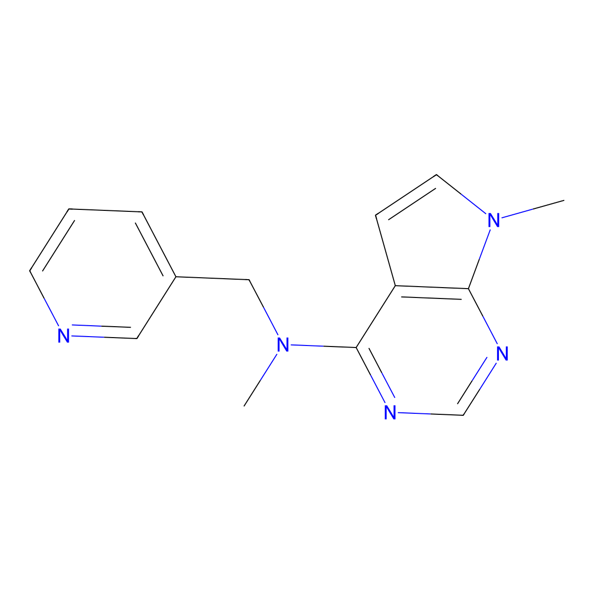 N,7-dimethyl-N-[(pyridin-3-yl)methyl]-7H-pyrrolo[2,3-d]pyrimidin-4-amine molecular structure, CAS 3054577-26-0