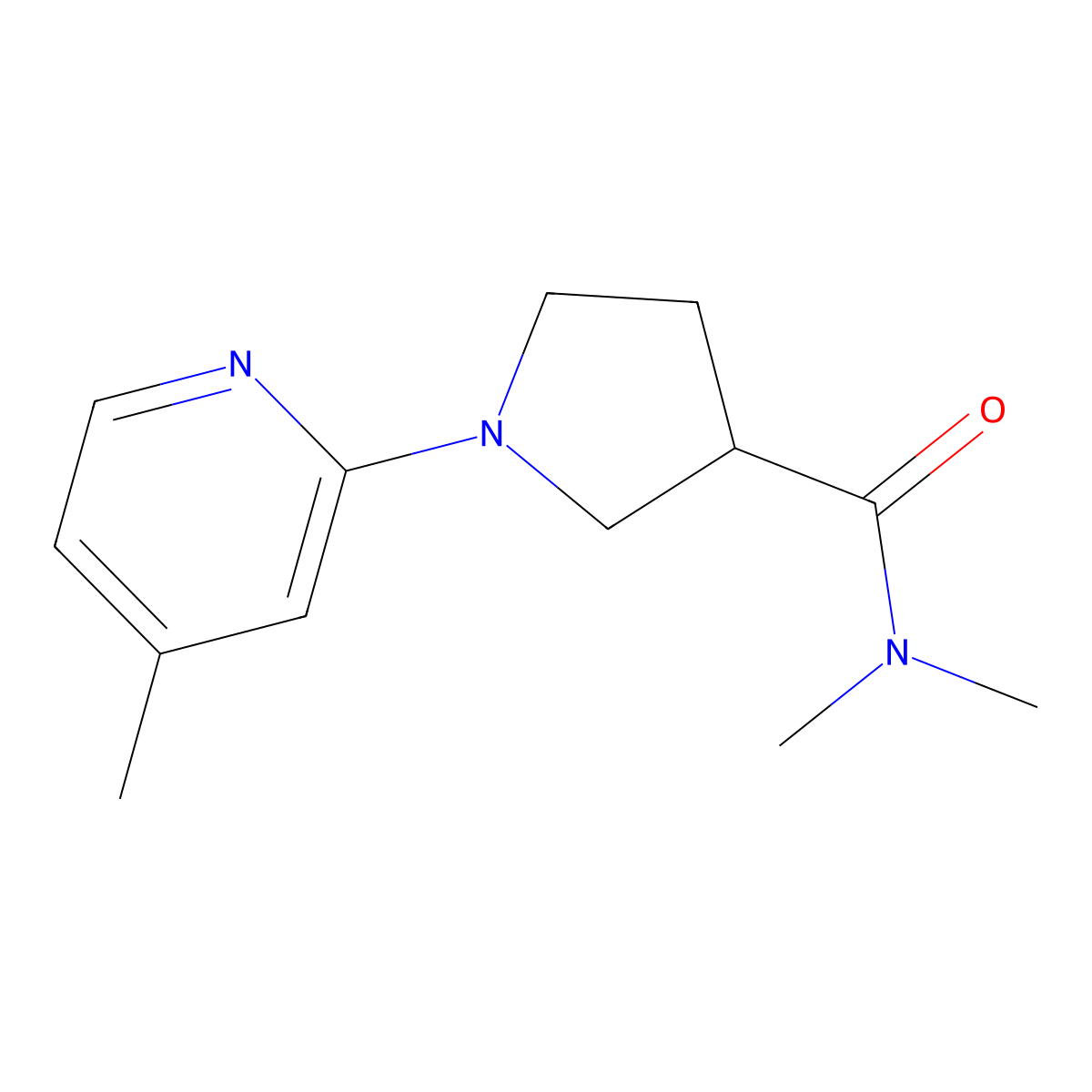 N,N-dimethyl-1-(4-methylpyridin-2-yl)pyrrolidine-3-carboxamide molecular structure, CAS 3054577-30-6