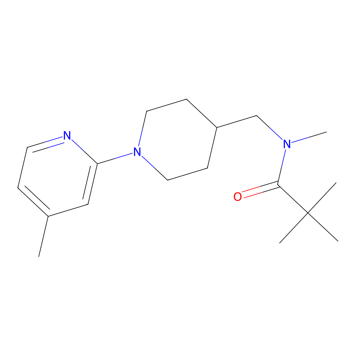 N,2,2-trimethyl-N-{[1-(4-methylpyridin-2-yl)piperidin-4-yl]methyl}propanamide molecular structure, CAS 3054577-31-7