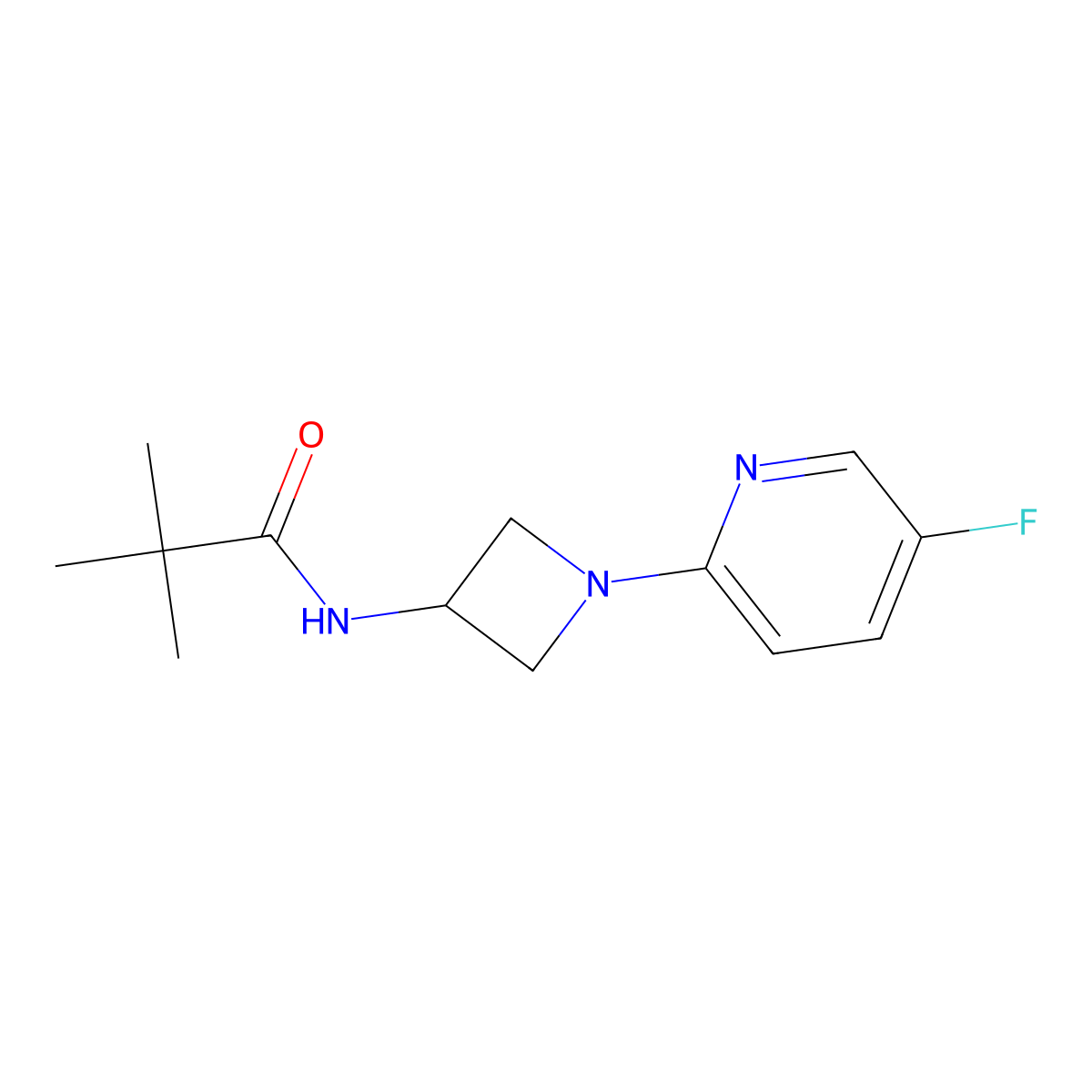 N-[1-(5-fluoropyridin-2-yl)azetidin-3-yl]-2,2-dimethylpropanamide molecular structure, CAS 3054577-36-2