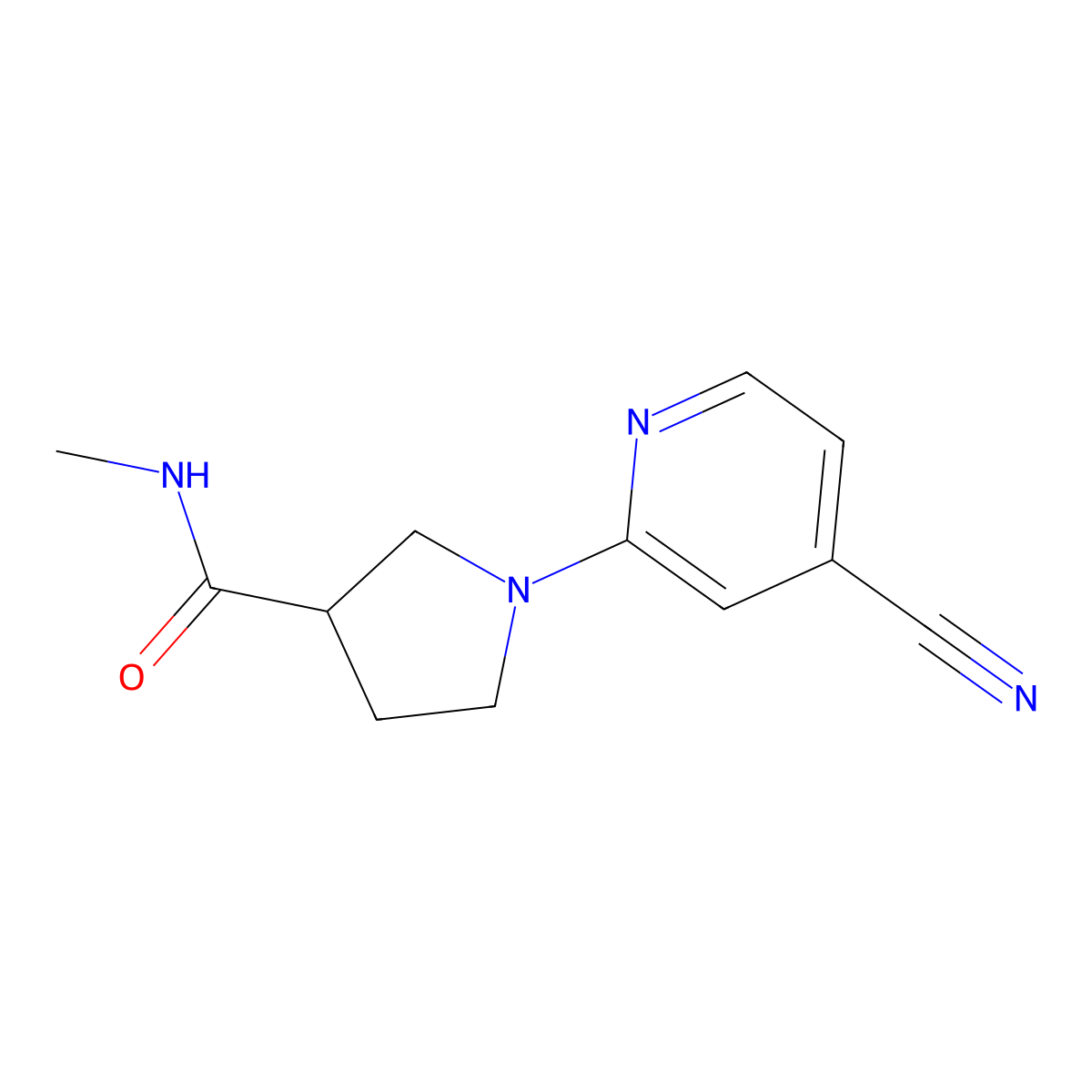 1-(4-cyanopyridin-2-yl)-N-methylpyrrolidine-3-carboxamide molecular structure, CAS 3054577-38-4