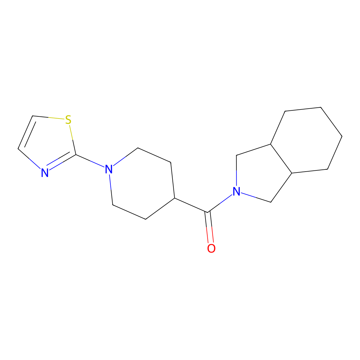 2-[1-(1,3-thiazol-2-yl)piperidine-4-carbonyl]-octahydro-1H-isoindole molecular structure, CAS 3054577-44-2