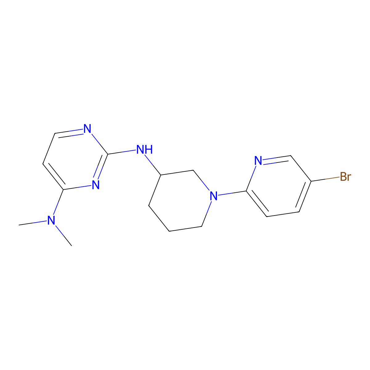 N2-[1-(5-bromopyridin-2-yl)piperidin-3-yl]-N4,N4-dimethylpyrimidine-2,4-diamine molecular structure, CAS 3054577-50-0