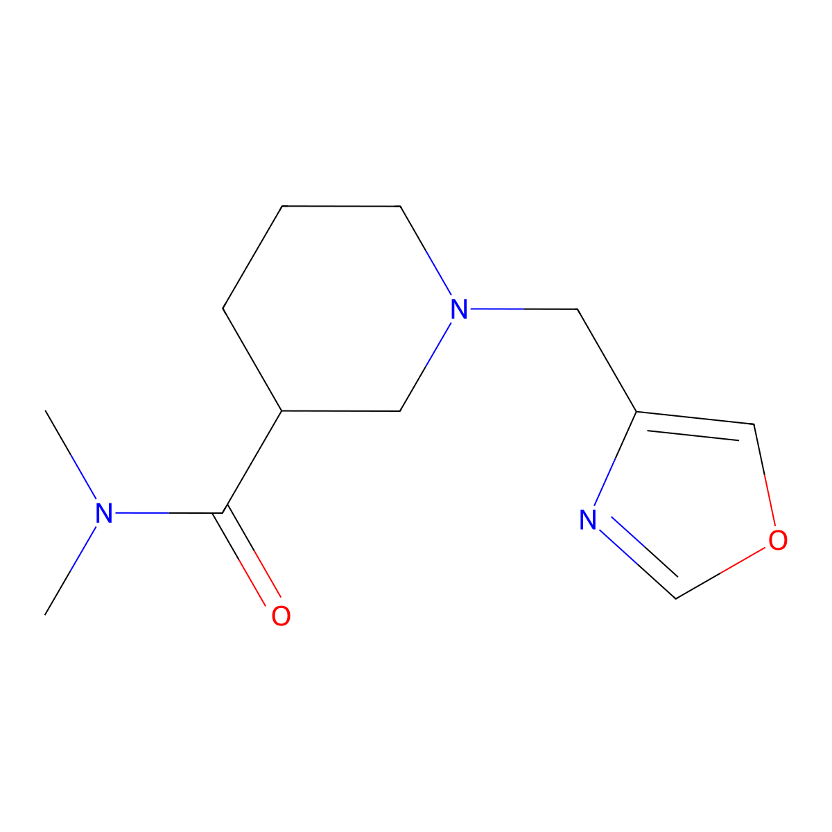 N,N-dimethyl-1-[(1,3-oxazol-4-yl)methyl]piperidine-3-carboxamide molecular structure, CAS 3054577-51-1