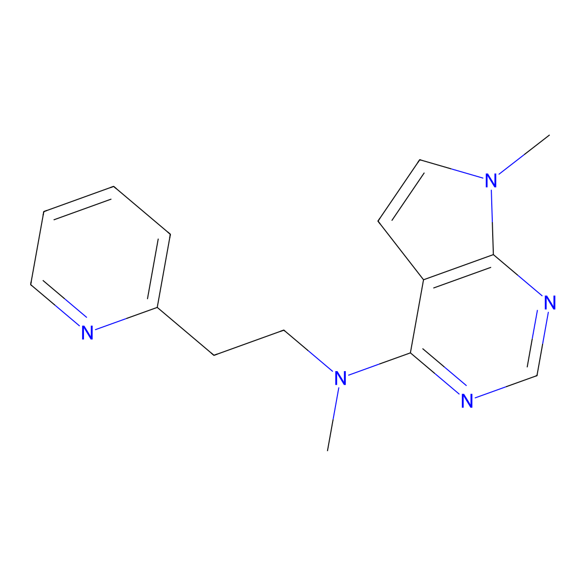 N,7-dimethyl-N-[2-(pyridin-2-yl)ethyl]-7H-pyrrolo[2,3-d]pyrimidin-4-amine molecular structure, CAS 3054577-57-7