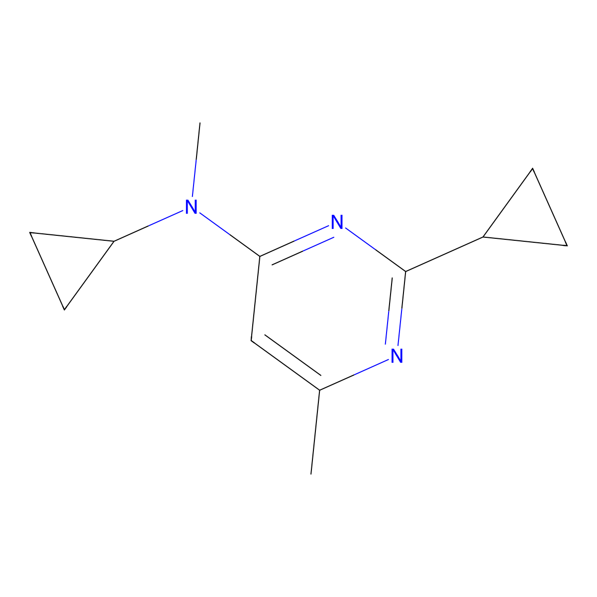 N,2-dicyclopropyl-N,6-dimethylpyrimidin-4-amine molecular structure, CAS 3054577-59-9