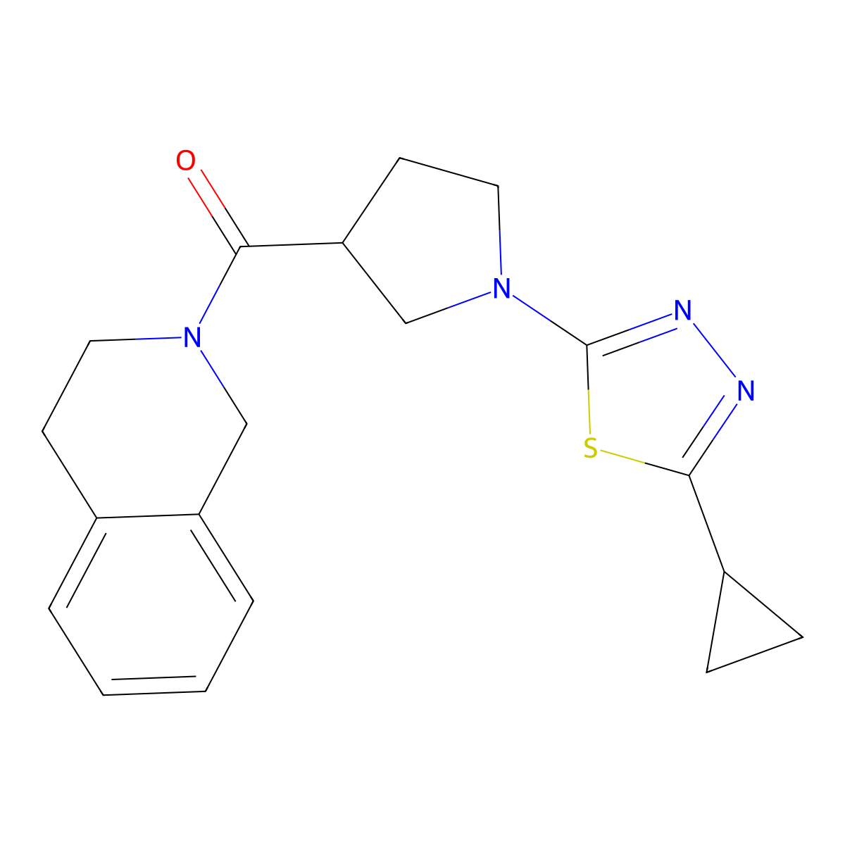 2-[1-(5-Cyclopropyl-1,3,4-thiadiazol-2-yl)pyrrolidine-3-carbonyl]-1,2,3,4-tetrahydroisoquinoline molecular structure, CAS 3054577-60-2