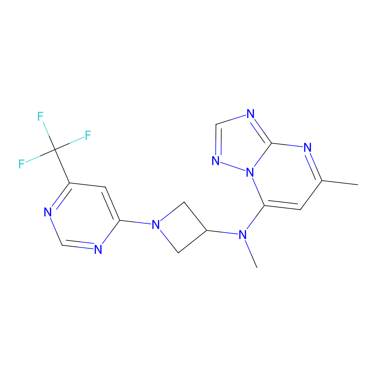 N-methyl-N-{5-methyl-[1,2,4]triazolo[1,5-a]pyrimidin-7-yl}-1-[6-(trifluoromethyl)pyrimidin-4-yl]azetidin-3-amine molecular structure, CAS 3054577-63-5