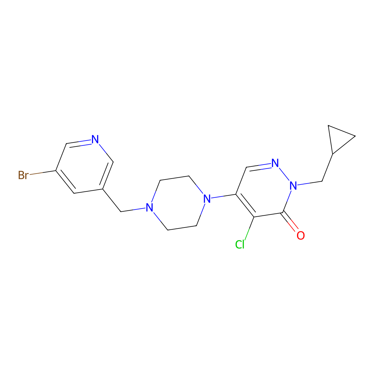 5-{4-[(5-Bromopyridin-3-yl)methyl]piperazin-1-yl}-4-chloro-2-(cyclopropylmethyl)-2,3-dihydropyridazin-3-one molecular structure, CAS 3054577-70-4
