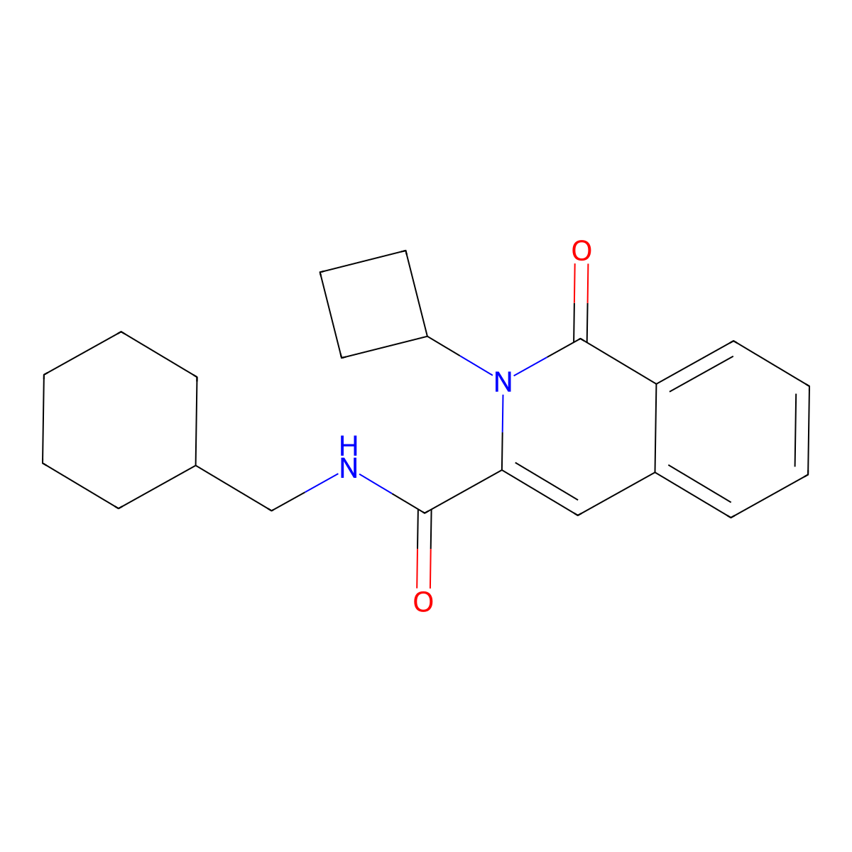 2-cyclobutyl-N-(cyclohexylmethyl)-1-oxo-1,2-dihydroisoquinoline-3-carboxamide molecular structure, CAS 3054577-72-6