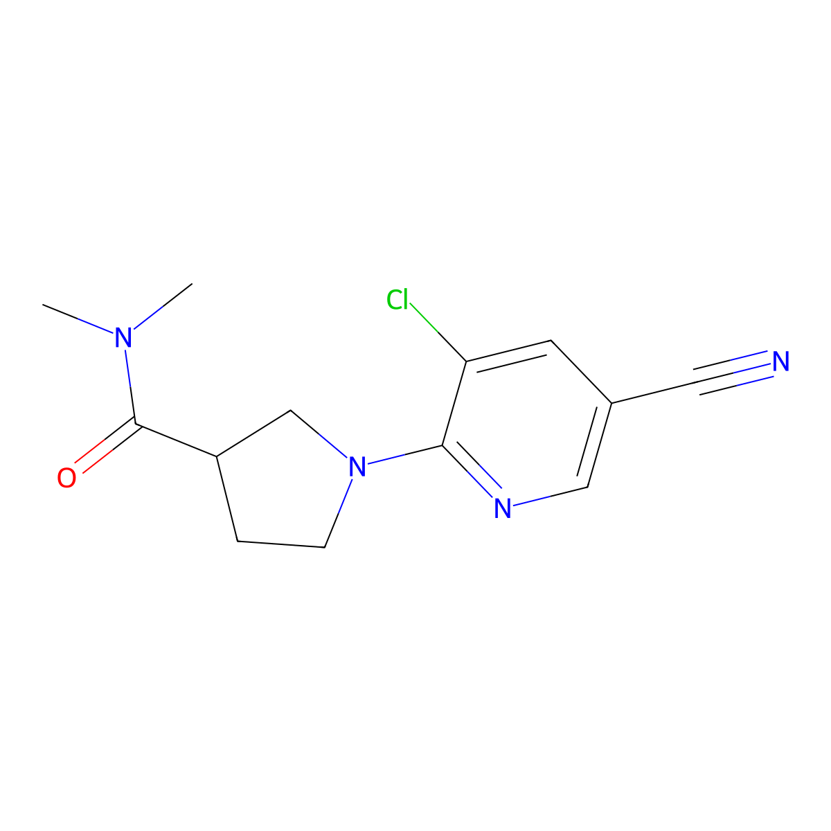 1-(3-chloro-5-cyanopyridin-2-yl)-N,N-dimethylpyrrolidine-3-carboxamide molecular structure, CAS 3054577-88-4