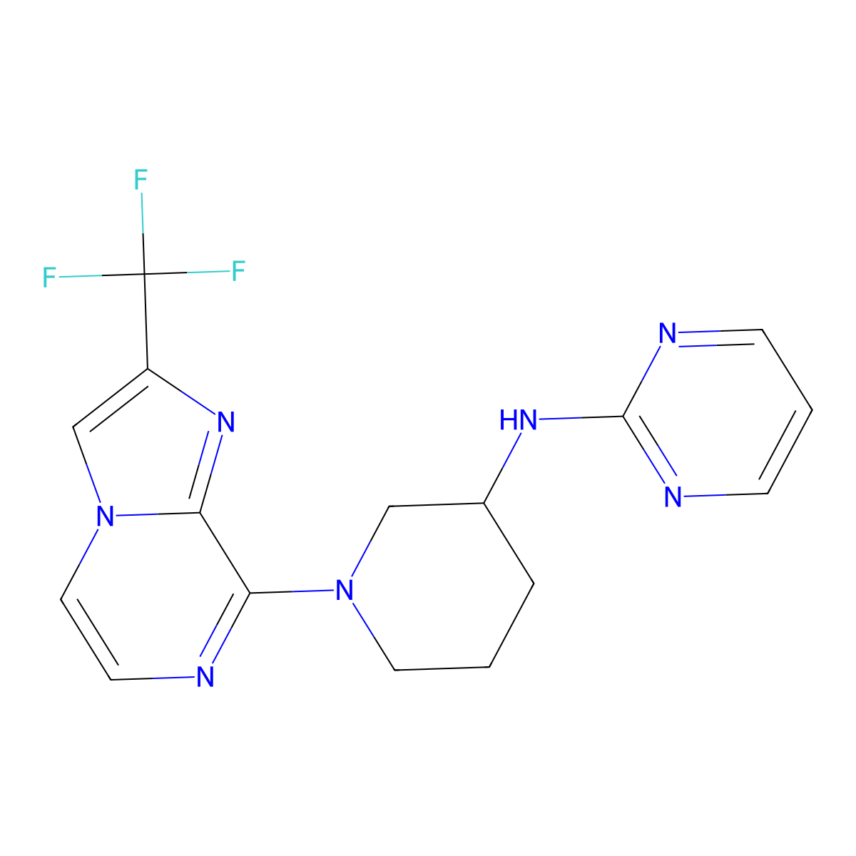 N-{1-[2-(trifluoromethyl)imidazo[1,2-a]pyrazin-8-yl]piperidin-3-yl}pyrimidin-2-amine molecular structure, CAS 3054577-90-8