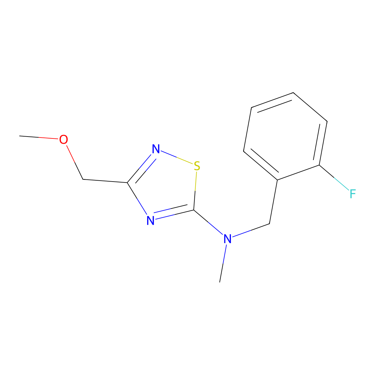 N-[(2-fluorophenyl)methyl]-3-(methoxymethyl)-N-methyl-1,2,4-thiadiazol-5-amine molecular structure, CAS 3054577-92-0